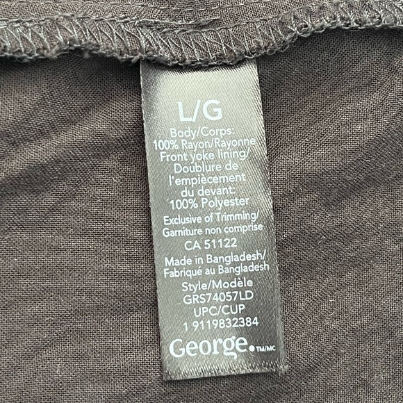 George/ Black boho dress/ Midi/  White embroidery/ Size US L - Picture 9 of 12